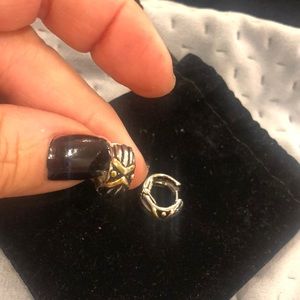 Two Tine Ear Hugger Hoop Earrings,NWT